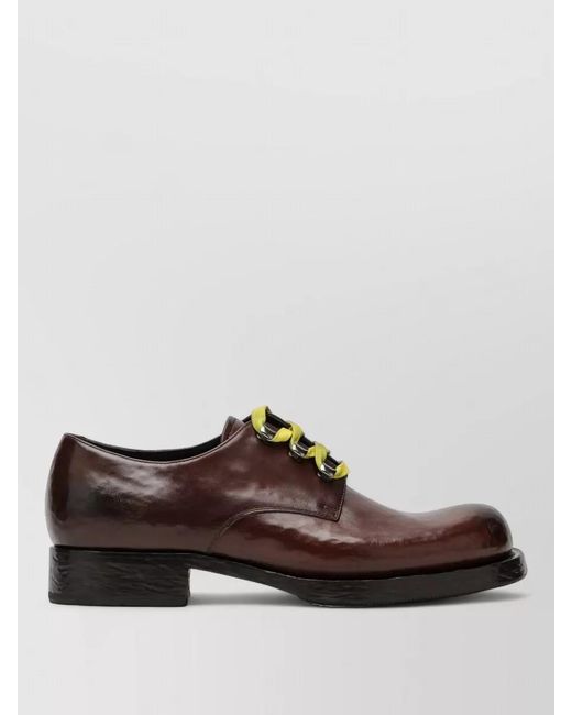 Prada Brown Leather Derby Shoes Round Toe Design for men