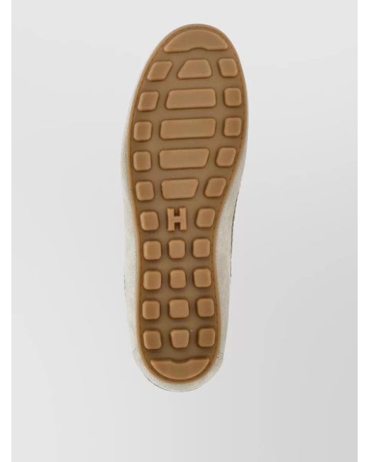 Hogan White Suede Lace Up Loafers Metal Eyelets