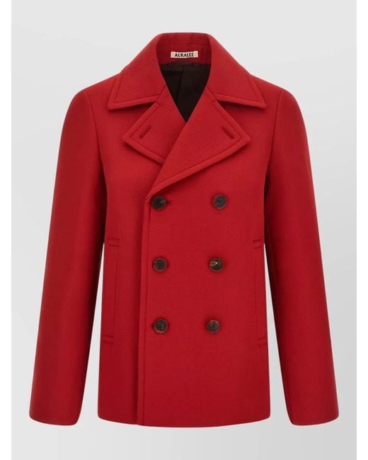 Auralee Red Wool Fitted Jacket