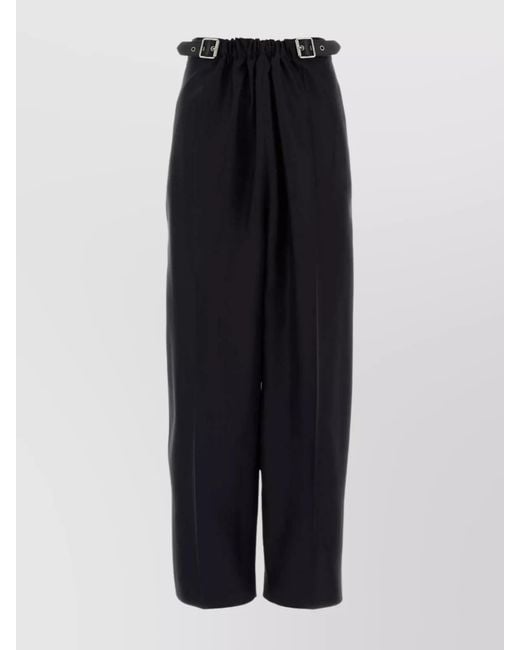 Loewe Blue Wool Silk Wide-Leg Trousers