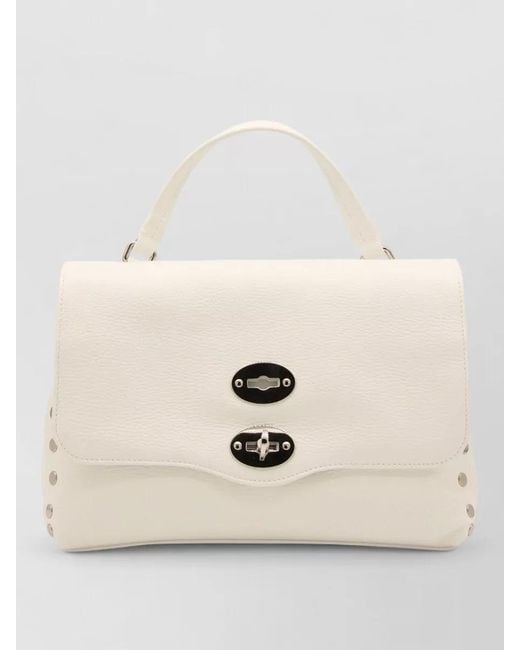 Zanellato Natural Shoulder Bag Metal Hardware Studded Top Handle