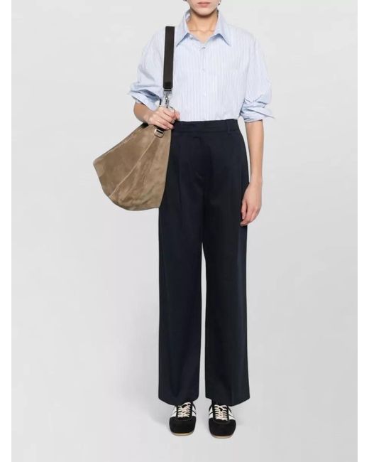 DUNST Blue Cotton Blend Chinos Tailored Trousers