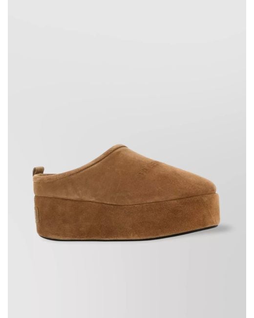 Balenciaga Brown Leather Platform Slippers