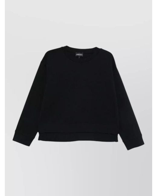 Emporio Armani Black Knitwear Crew Neck Sweatshirt Layered Hem