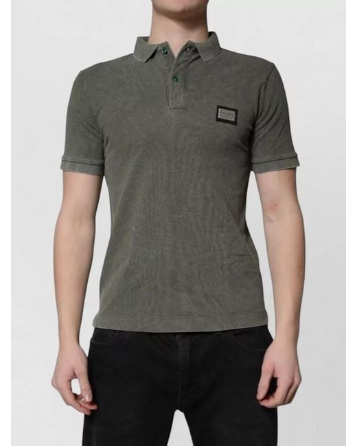 Dolce & Gabbana Gray Logo Cotton Polo Shirt Relaxed Fit for men