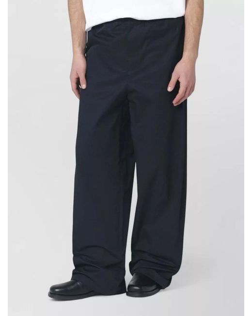 Jil Sander Blue Cotton Wide-Leg Trousers for men