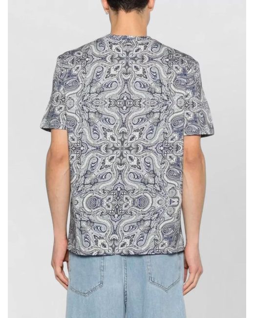 Etro Gray Roma Paisley Print Short Sleeve T Shirt for men