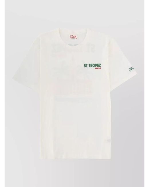 Mc2 Saint Barth White Crew Neck T Shirt Graphic Print Short Sleeves for men
