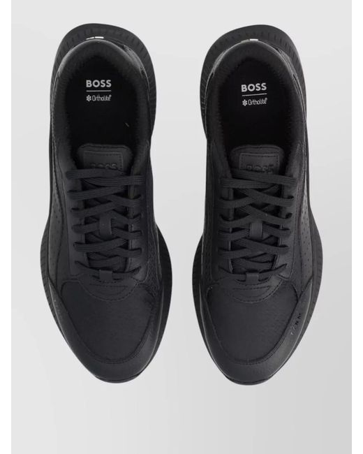 Boss Black Leather Low-Top Sneakers for men