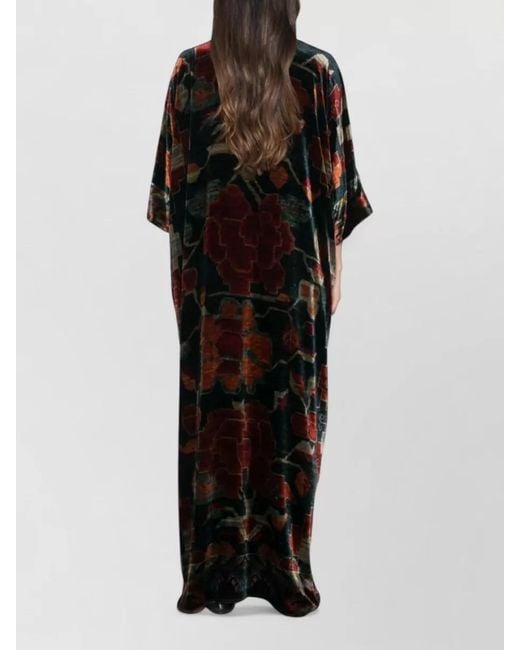 Pierre Louis Mascia Black Long Geometric Print Dress V Neck