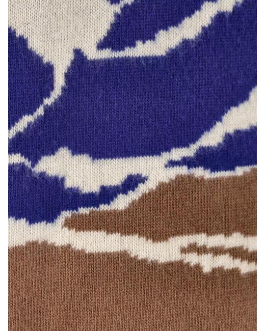 Moncler Blue Mountain Pattern Crewneck Sweater Ribbed Trims for men