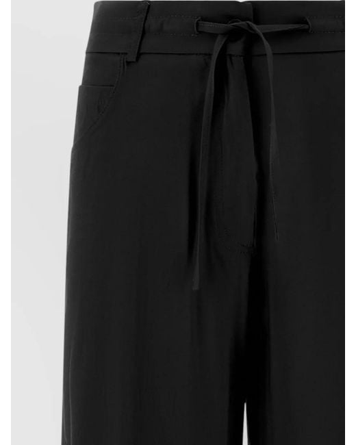 Nude Black Viscose Pants Wide Leg Belt Loops