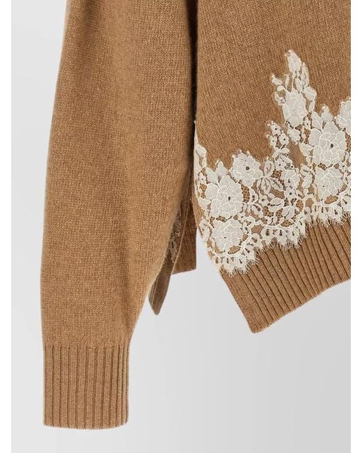 Alberta Ferretti Brown Lace Insert Cardigan