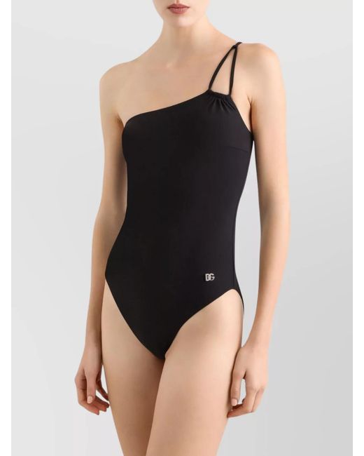 Dolce & Gabbana Black One-Shoulder Swimsuit