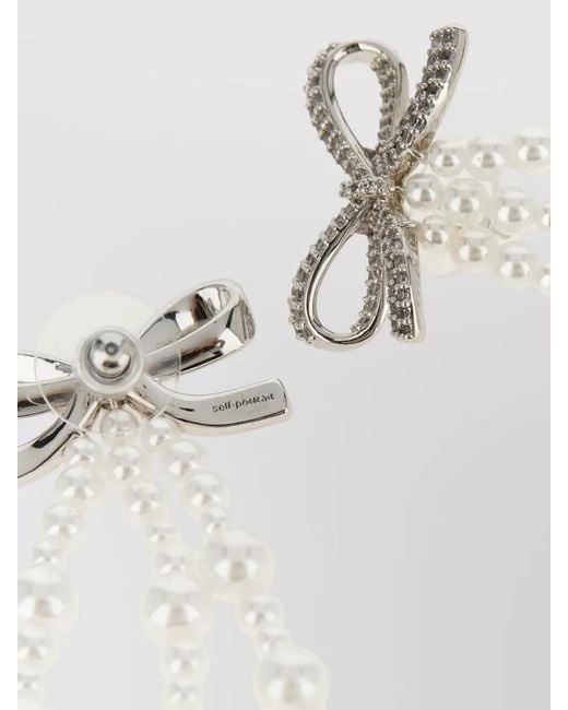 Self-Portrait Multicolor Bow Crystal Drop Earrings And Pearls
