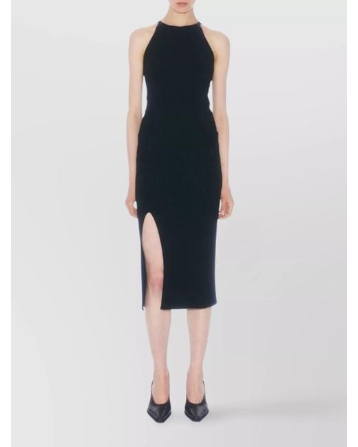 Filippa K Blue Knit Asymmetrical Skirt Front Slit