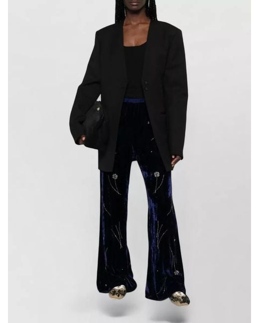 Forte_forte Black High Waist Velvet Trousers Crystal Floral