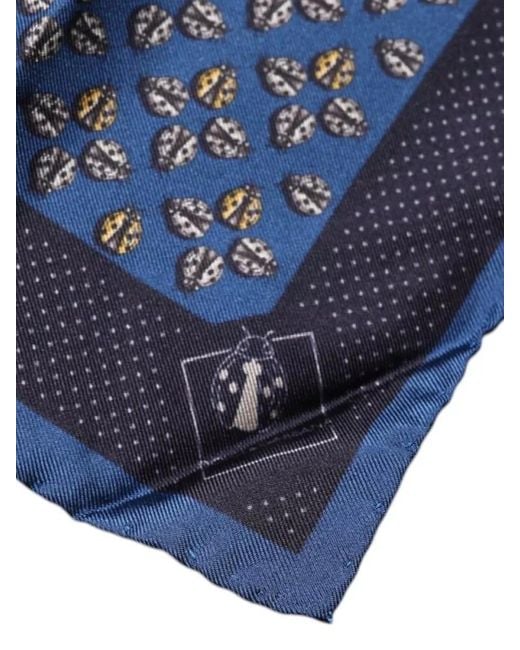 Dolce & Gabbana Blue Ladybug Silk Square Print Scarf for men
