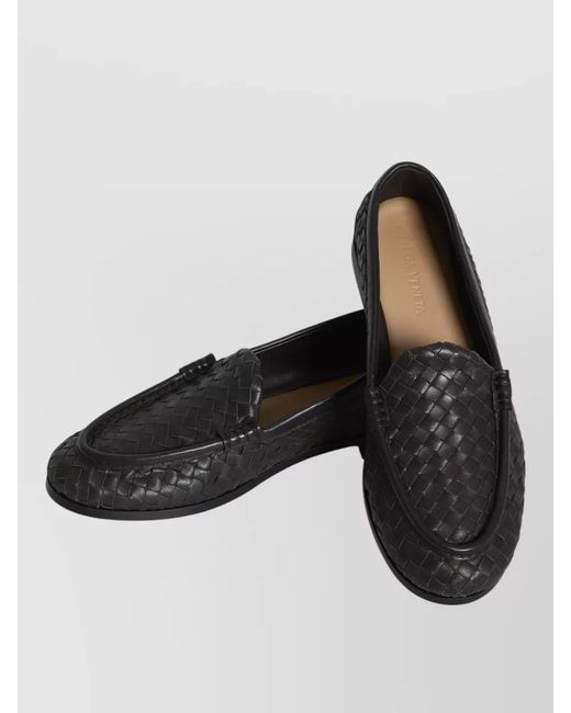Bottega Veneta Black Silenzio Nappa Leather Loafers Intrecciato for men