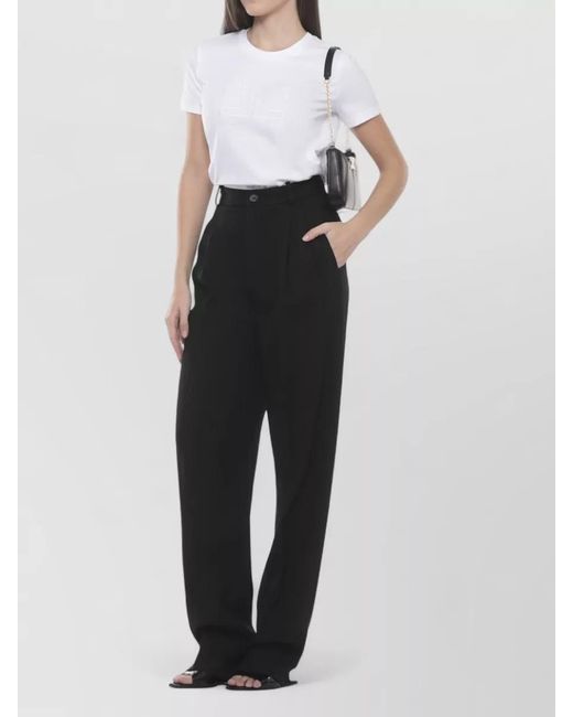 Elisabetta Franchi Black Tailored Trousers Pleated Front Belt Loops