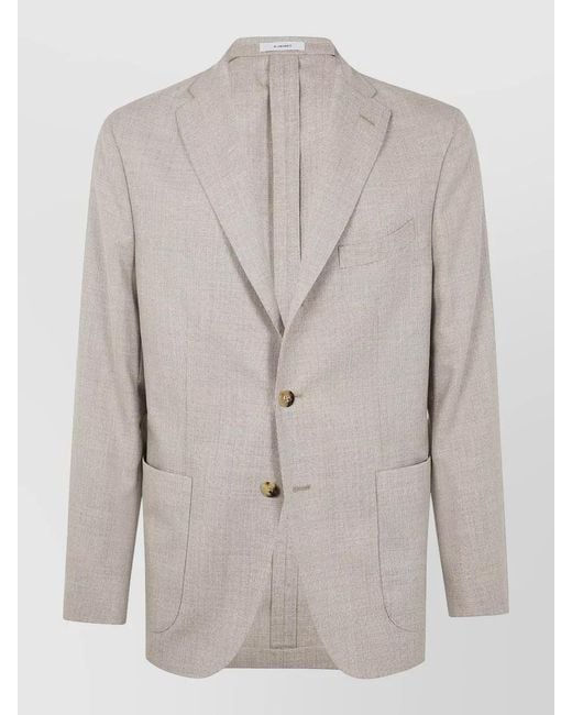 Boglioli Gray Suit Jacket Notch Lapel Pockets for men