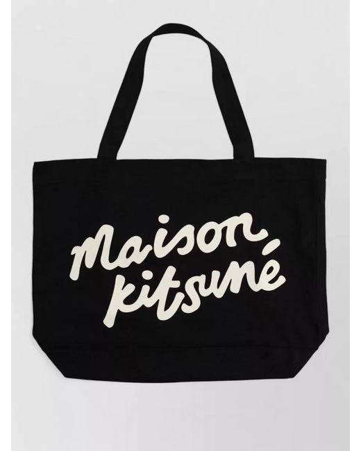 Maison Kitsuné Black Logo Print Tote Bag