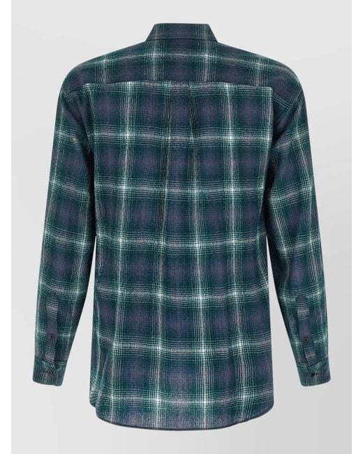 Auralee Blue Wool Check Shirt for men