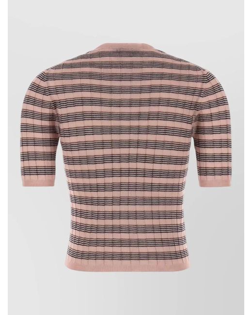 Prada Multicolor Knit T Shirt Round Neck Slim Fit