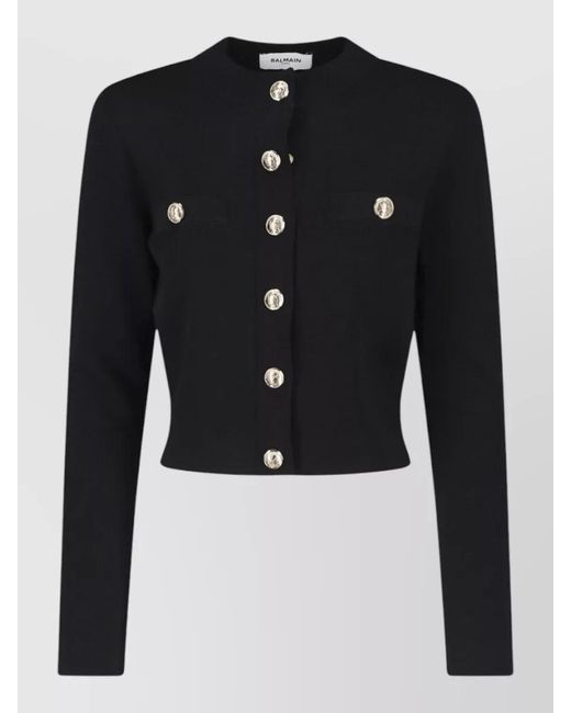 Balmain Black Round-Neck Cardigan