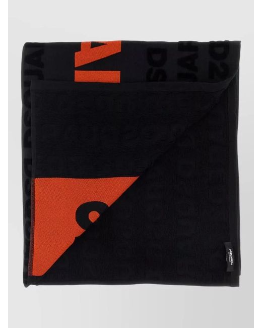 DSquared² Black Cotton Beach Towel for men