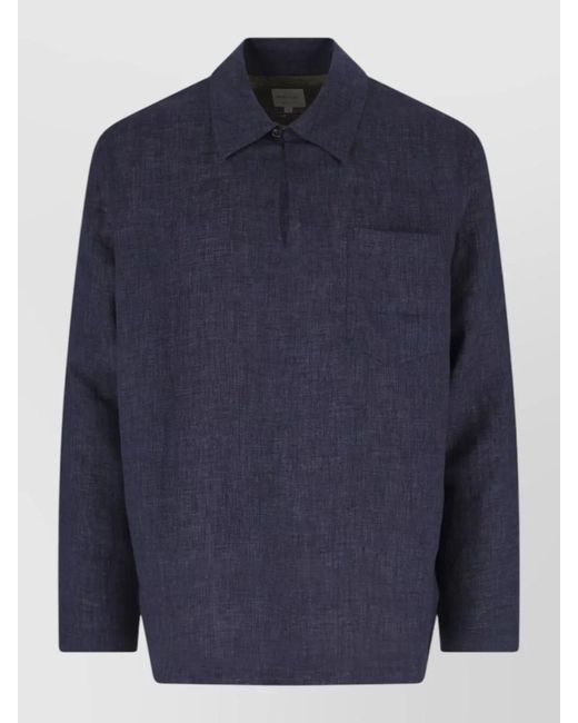 Paul Smith Blue Long Sleeve Shirt Casual Style Chest Pocket for men