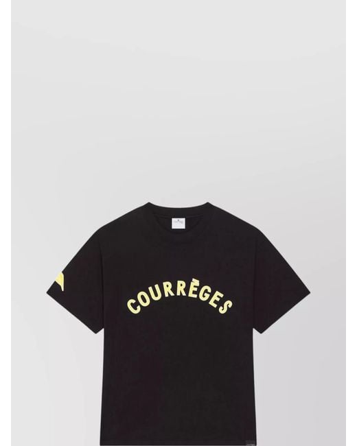 Courreges Black Cotton Short-Sleeve T-Shirt for men