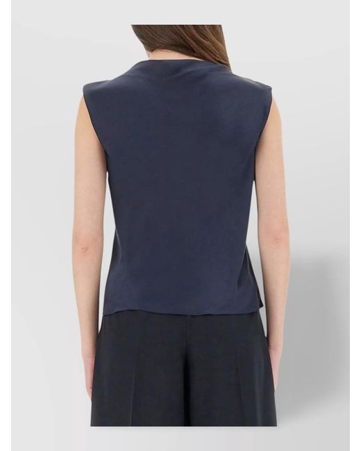 Theory Blue Satin Tiny-Fit Blouse