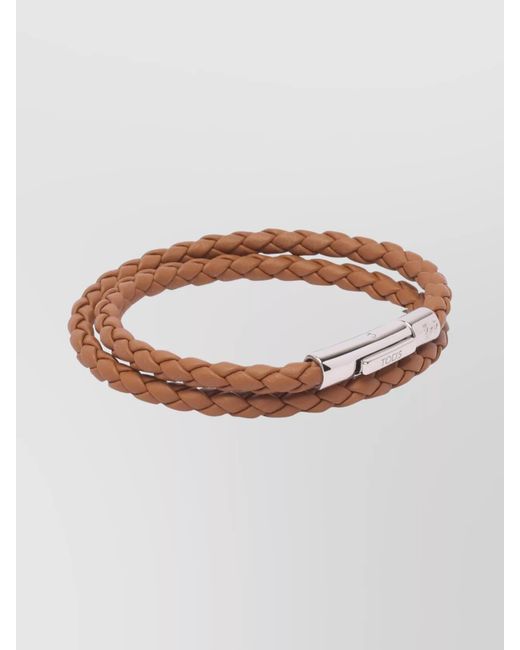 Tod's Brown Braided Double Wrap Woven Bracelets for men