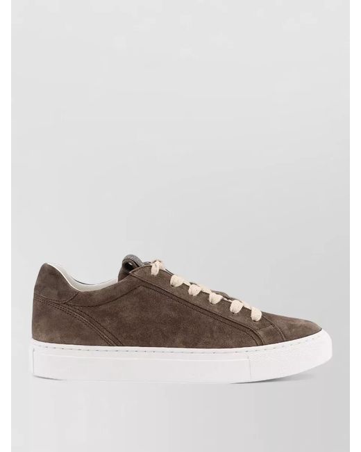 Brunello Cucinelli Brown Suede Sneakers Monili Detail Low Profile