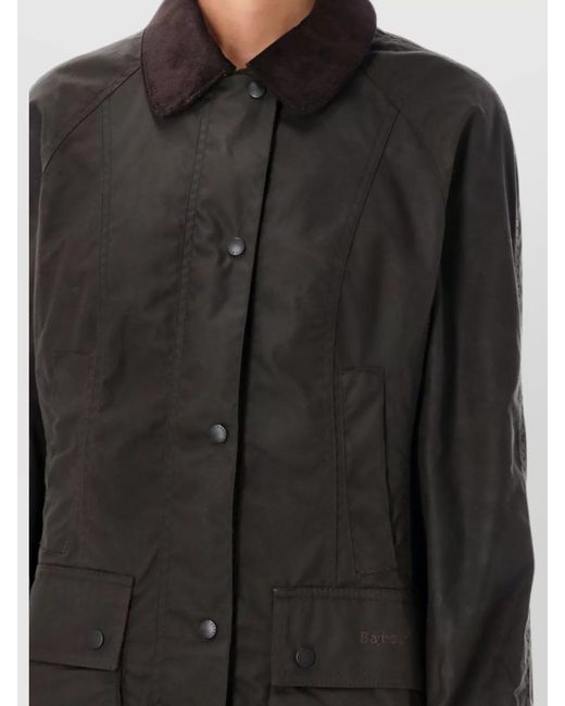 Barbour Black Waxed Cotton Fitted Jacket