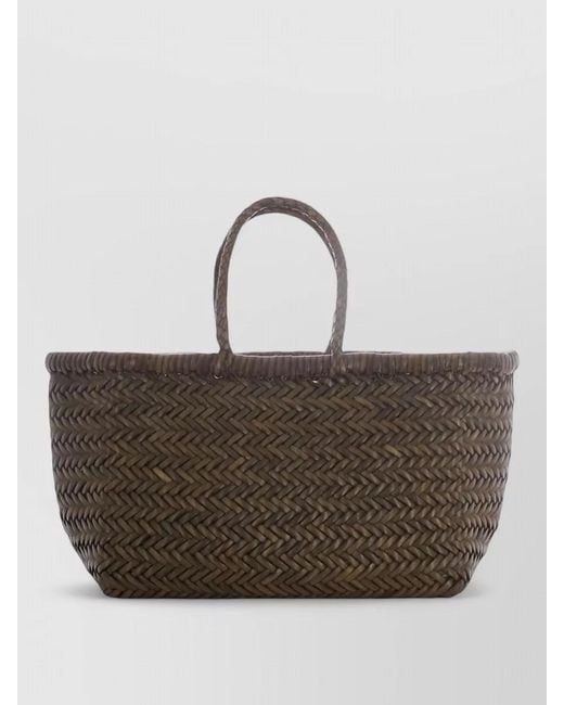 Dragon Diffusion Brown Beach Shopper Bag Woven Design Dual Handles
