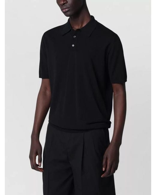 Roberto Collina Black Straight Cut Polo Shirt Short Sleeves for men