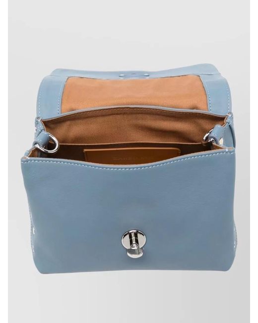 Zanellato Blue Postina Saeta Baby Leather Crossbody Bag