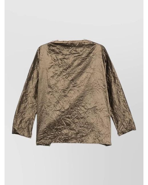 Daniela Gregis Brown Silk Blouse High Neck Long Sleeves