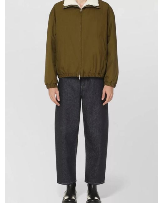 Bottega Veneta Green Cotton Jacket Shearling Lambswool Padded Collar for men