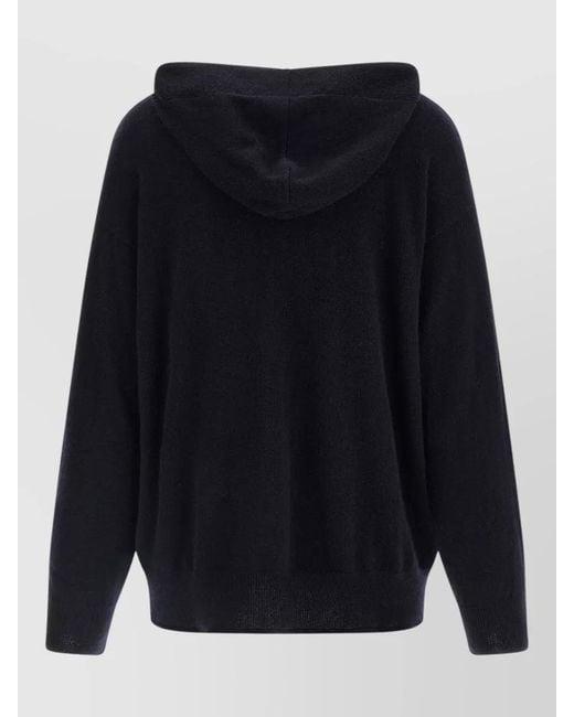 Max Mara Blue Cashmere Hooded Cardigan Long Sleeves Pockets