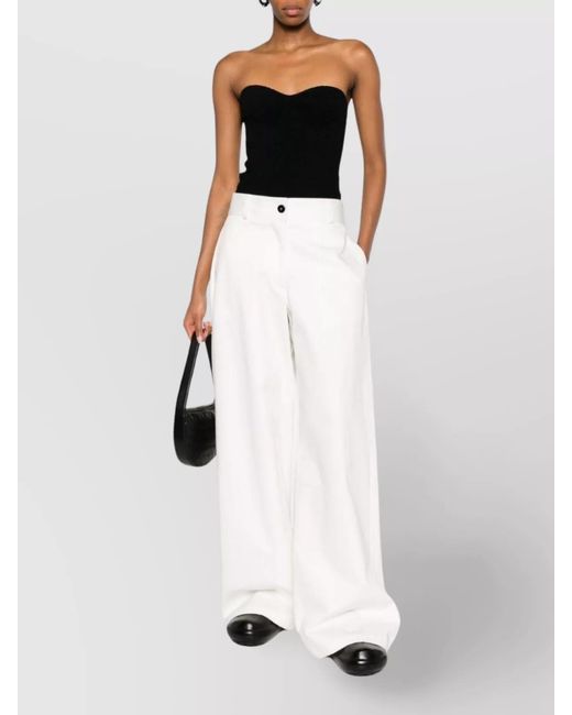 Jil Sander White High-Rise Wide-Leg Cotton Trousers
