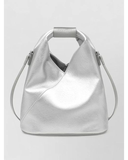 MM6 by Maison Margiela Gray Bucket Bag Metallic Finish Shoulder Strap Handle