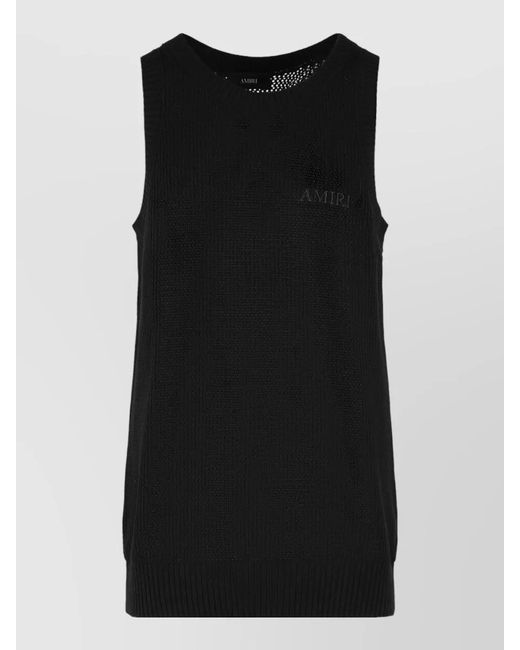 Amiri Black Knit Mesh Cotton Tank Top Ribbed for men