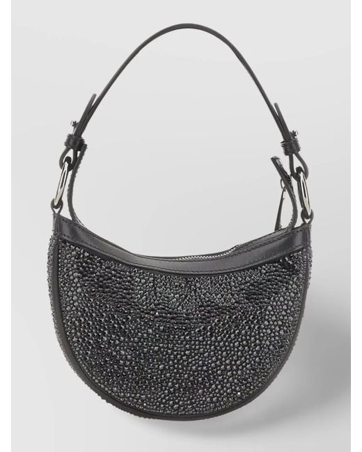 Versace Gray Mini Crystal-Embellished Shoulder Bag