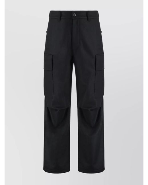 DARKPARK Black Virgin Wool Cargo Wide-Leg Trousers for men