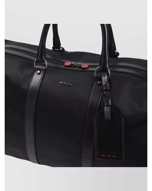 Kiton Black Polyamide Travel Bag Detachable Shoulder Strap for men