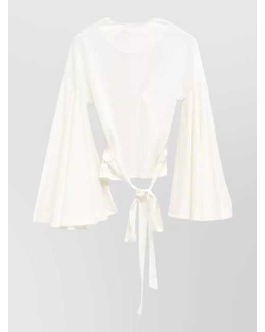 Jacquemus White Ventadou Wrap Top Flared Sleeves V Neck