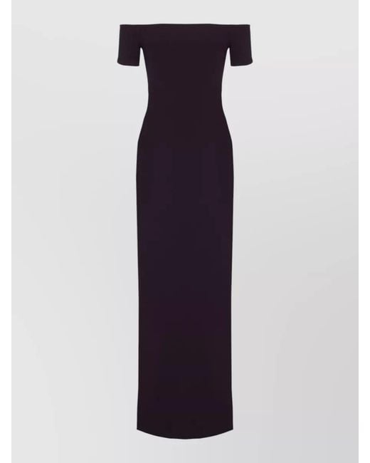 Solace London Blue Off Shoulder Fitted Floor Length Dress